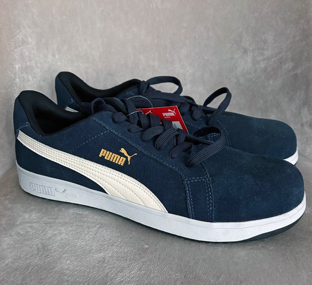 NWT! PUMA Safety Iconic Low Composite Toe EH Navy Suede Work Shoes, 11.5